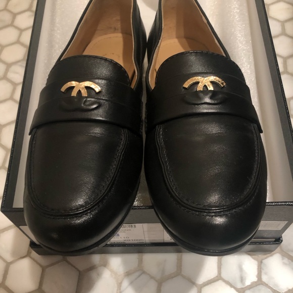 Chanel Size 36 Authentic Black Loafers Gently Used CC Mocassin Loafers - Picture 12 of 13